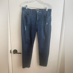 Wit & Wisdom Distressed Dark Blue Jeans Fray Hem 8p